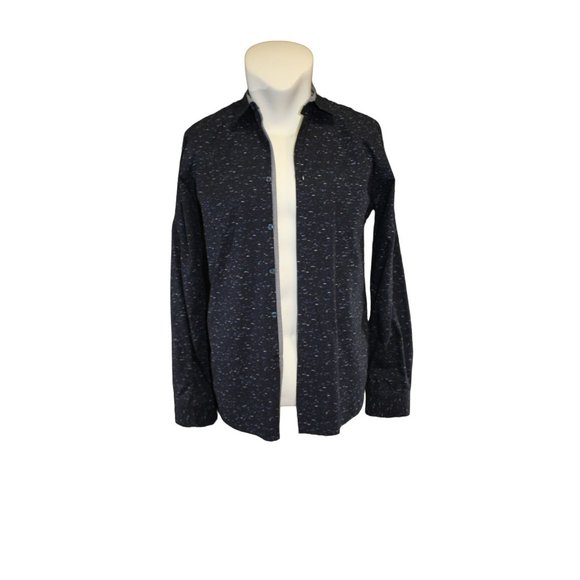 Demin and Flower /Polo long sleeved/(Size M)/ Navy 100% cotton - Picture 1 of 16